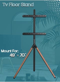 ELTRAZONE Easel Studio TV Floor Stand | Premium Tripod Mount for 49"-70" Screens | Supports Up to 40 KG | Adjustable & Space-Saving Design | Stylish Grey & Walnut Finish | Sturdy & Stable | Built-in Cable Management | Perfect for Home & Office  - Image 1