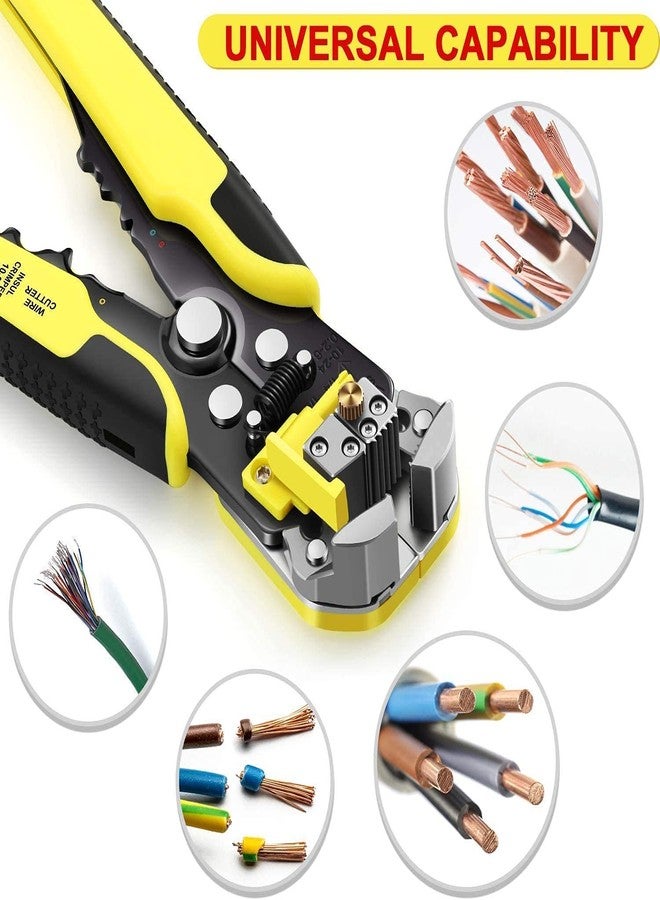 Meshiv 8-Inch Self-Adjusting Automatic Wire Cable Cutter Crimper I 5 in 1 Multipurpose Tool Wire Stripping Cutting Pliers, 10-24 AWG (0.2~6.0mm² - Yellow) - Image 3