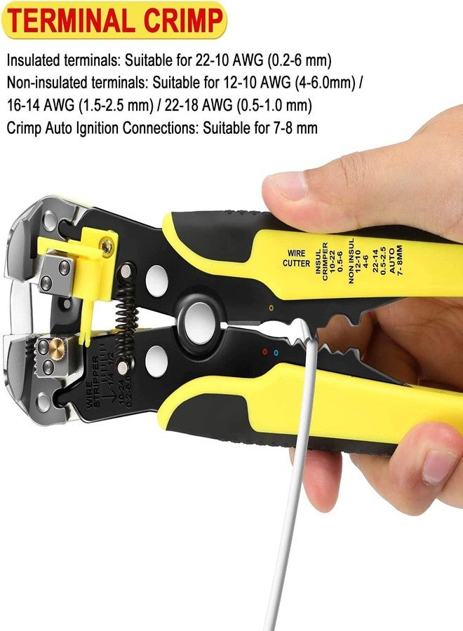Meshiv 8-Inch Self-Adjusting Automatic Wire Cable Cutter Crimper I 5 in 1 Multipurpose Tool Wire Stripping Cutting Pliers, 10-24 AWG (0.2~6.0mm² - Yellow) - Image 5