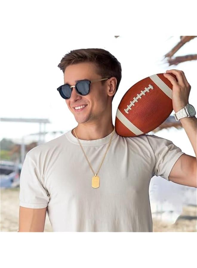 Graduation Easter Gifts Football Initial Necklace for Men Boys Kids Teen Dog Tag Stainless Steel Sliver/Black/Gold Letter Pendant Sport Football Athletes Jewelry Easter Gifts for Kids Boys Men Teens him Boyfriend Husband  - Image 4