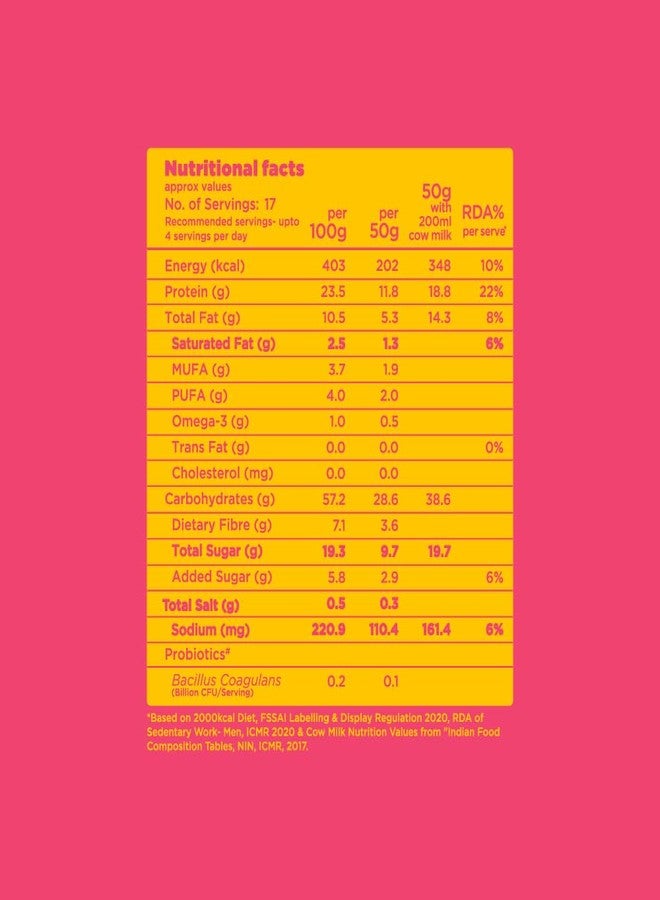 Yogabar High Protein Muesli 850g, Fruits & Nut, 22g Protein, with Apple, Almonds & Super Protein Seeds, Breakfast Cereal - Image 3