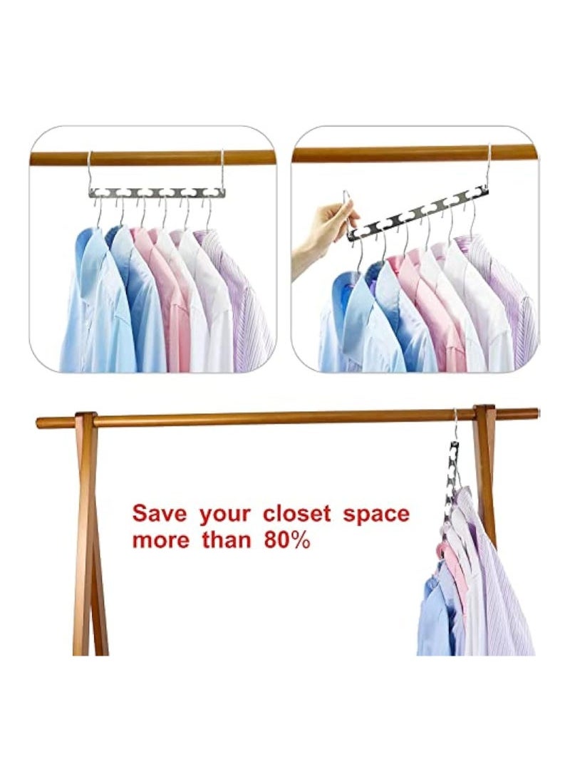 Captaintech Metal Wonder Hanger, 6 Pcs Multifunctional Space Saving Hangers Heavy Duty Hangers, Foldable Double Hangers Closet Organizers for Coat, Slacks, Dress, Coat Sweaters (Sliver) Visit the Arabest Store  - Image 2