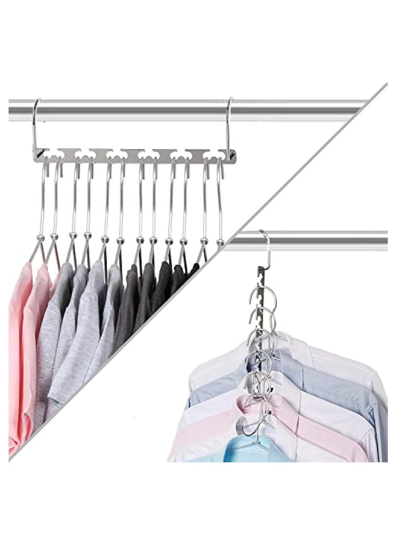Metal Wonder Hanger, 6 Pcs Multifunctional Space Saving Hangers Heavy Duty Hangers, Foldable Double Hangers Closet Organizers for Coat, Slacks, Dress, Coat Sweaters (Sliver) Visit the Arabest Store