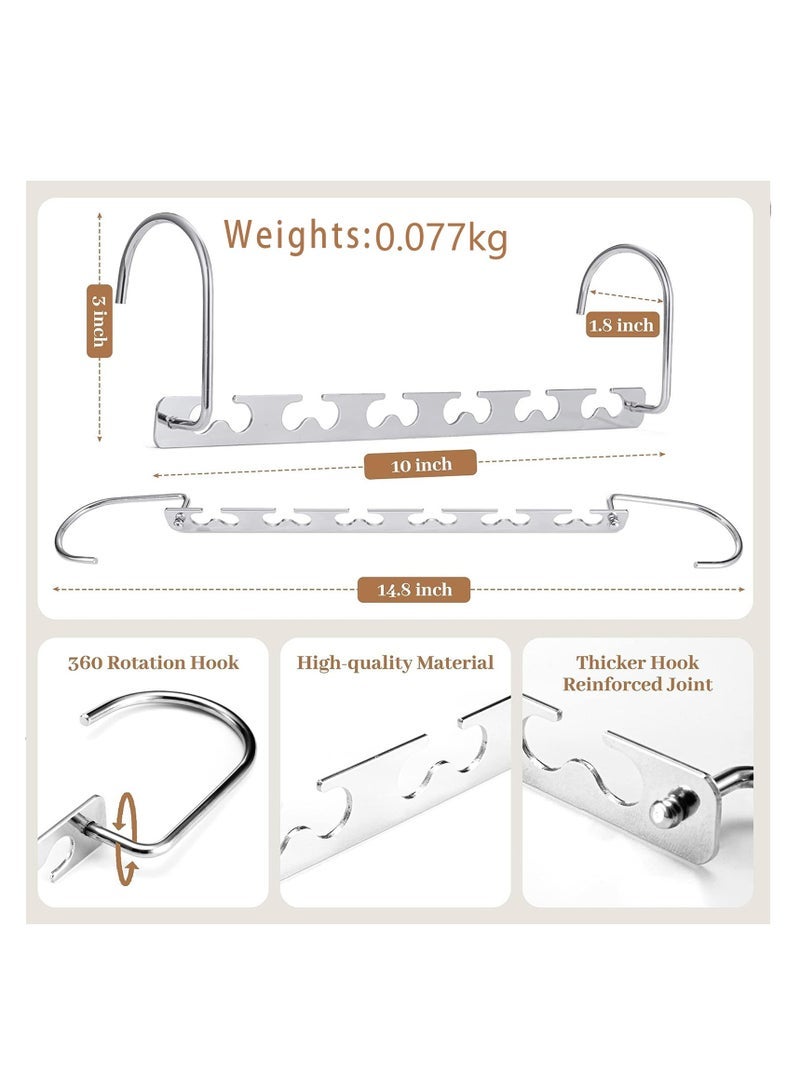 Metal Wonder Hanger, 6 Pcs Multifunctional Space Saving Hangers Heavy Duty Hangers, Foldable Double Hangers Closet Organizers for Coat, Slacks, Dress, Coat Sweaters (Sliver) Visit the Arabest Store