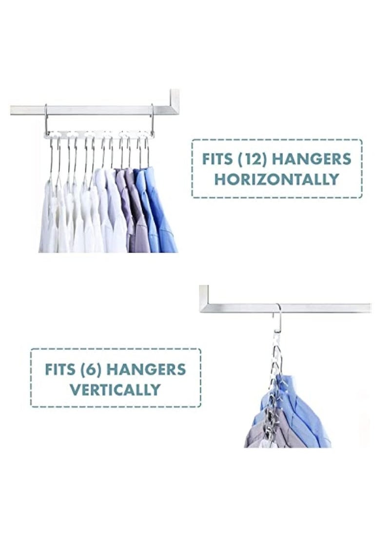 Captaintech Metal Wonder Hanger, 6 Pcs Multifunctional Space Saving Hangers Heavy Duty Hangers, Foldable Double Hangers Closet Organizers for Coat, Slacks, Dress, Coat Sweaters (Sliver) Visit the Arabest Store  - Image 3