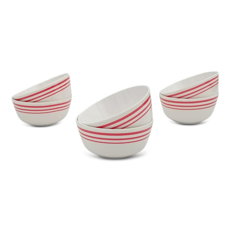 SUPERWARE | Pure Melamine | Katori Set - Red Lines 3.5” (6 nos.) | Stain Free, Glazed Finish - Image 4