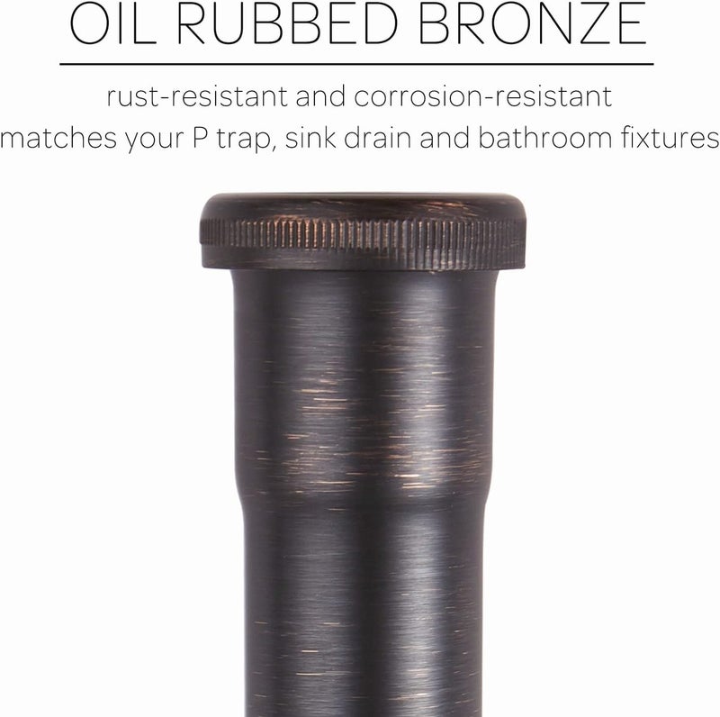 Fipoque Brass Slip Joint Extension Tube 1-1/4” OD x 12” with Nut and Rubber Washer, P Trap Extension Tube, Sink Drain Tailpiece Tube Extension, Oil Rubbed Bronze - Image 3