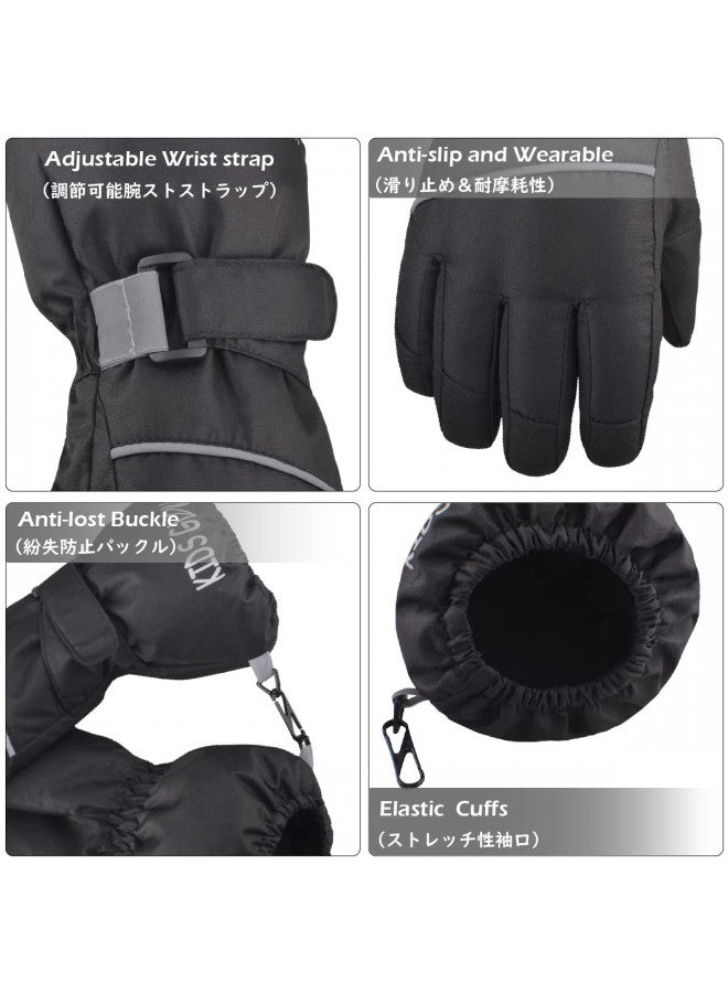 TRIWONDER Kids Winter Ski Snow Gloves Children Snowboard Gloves Cold Weather Waterproof for Boys Girls Toddler (Black, S (4-6 Years Old)) - Image 4