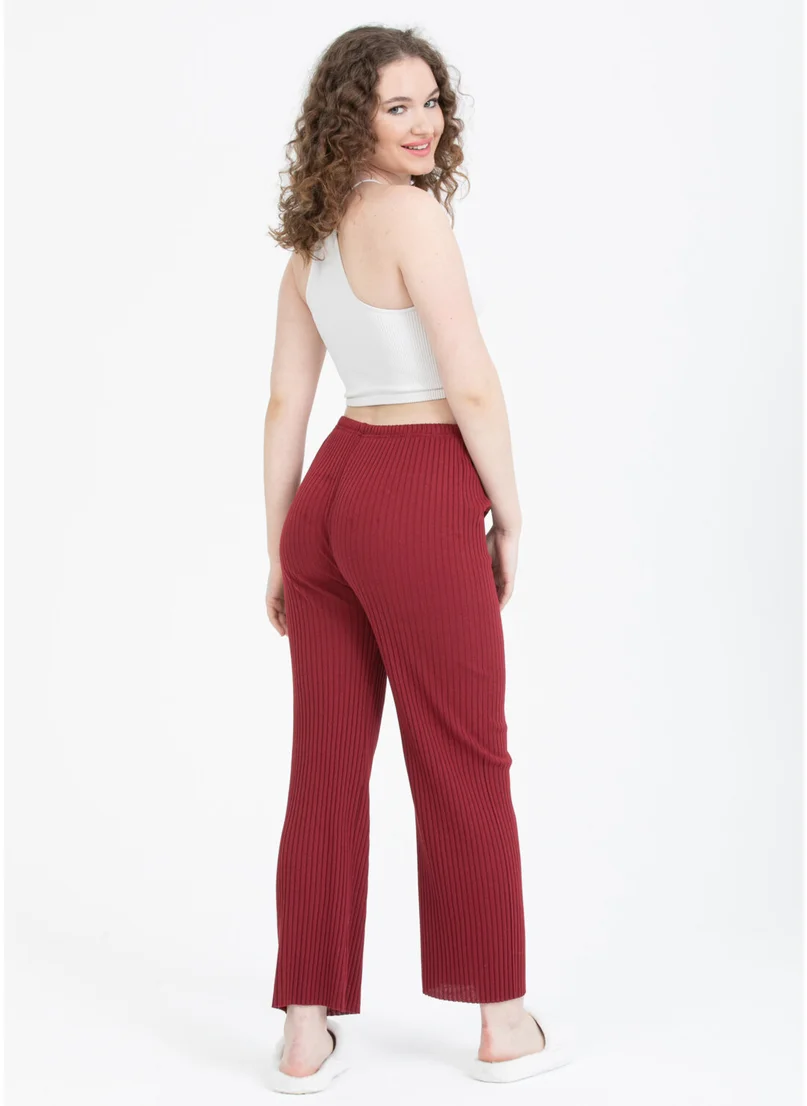 بلونس Ribbed Women's Sports Trousers with Elastic Waist