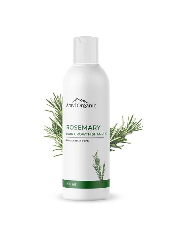 Aravi Organic Rosemary Hair Growth Shampoo - Enriched With Rosemary, Green Tea & Caffeine - For All Hair Types - For Men & Women - Sulfate & Paraben Free 200 Ml  - Image 1