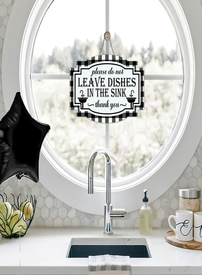 Bolisom This is a Self-Cleaning Kitchen Clean up After Yourself Front Door Sign, Black White Reversible Wooden Hanger Double-Sided Decor, Farmhouse Buffalo Plaid Hanging Plaque for Home Restaurant - Image 5