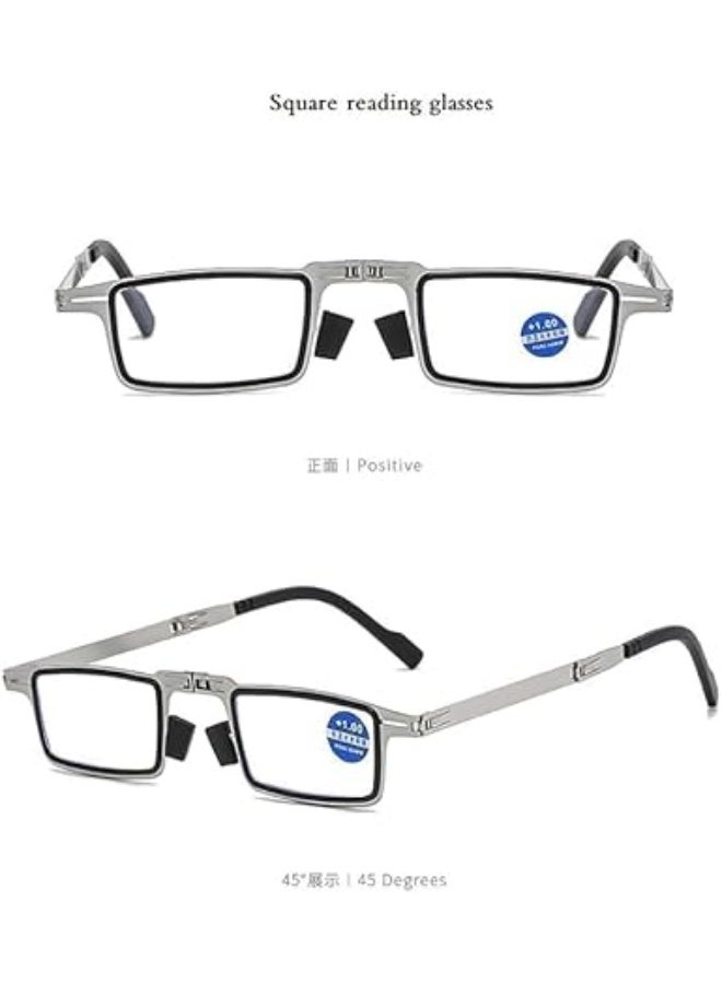 Small Folding Reading Glasses for Men and Women Presbyopia Glasses with Metal Frame and Anti-Blue Lens - Image 2