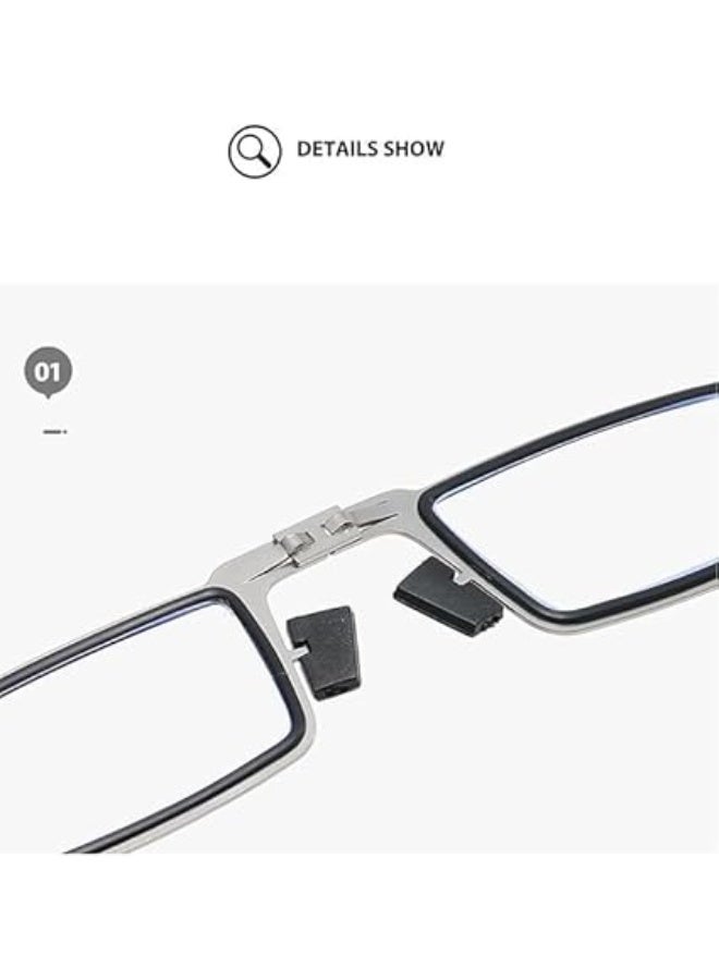 Small Folding Reading Glasses for Men and Women Presbyopia Glasses with Metal Frame and Anti-Blue Lens - Image 3