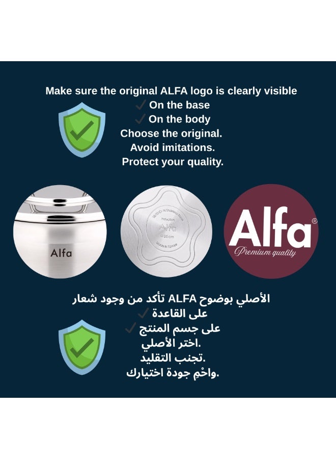 ALFA RON 7 Pcs 18/10 Stainless Steel Cookware Set Triplex Capsule Base Induction Premium Pots and Pans Made in Türkiye - Image 4