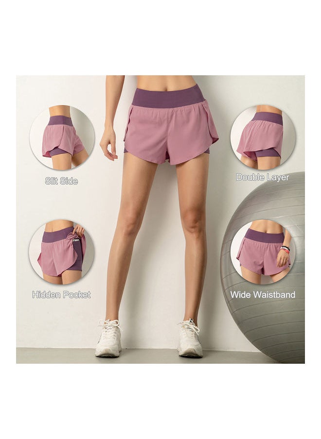 Generic Women Running Shorts 2-In-1 With Pocket Wide Waistband Coverage Layer Compression S 20 x 3 x 18cm  - Image 3