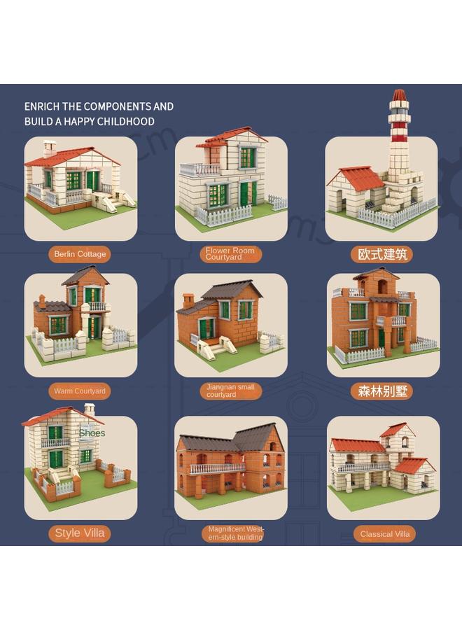 Bluejw Masons Children Masons Building House Building Blocks Small Masons Diy Cabin Mini Simulation Villa Model - Image 4