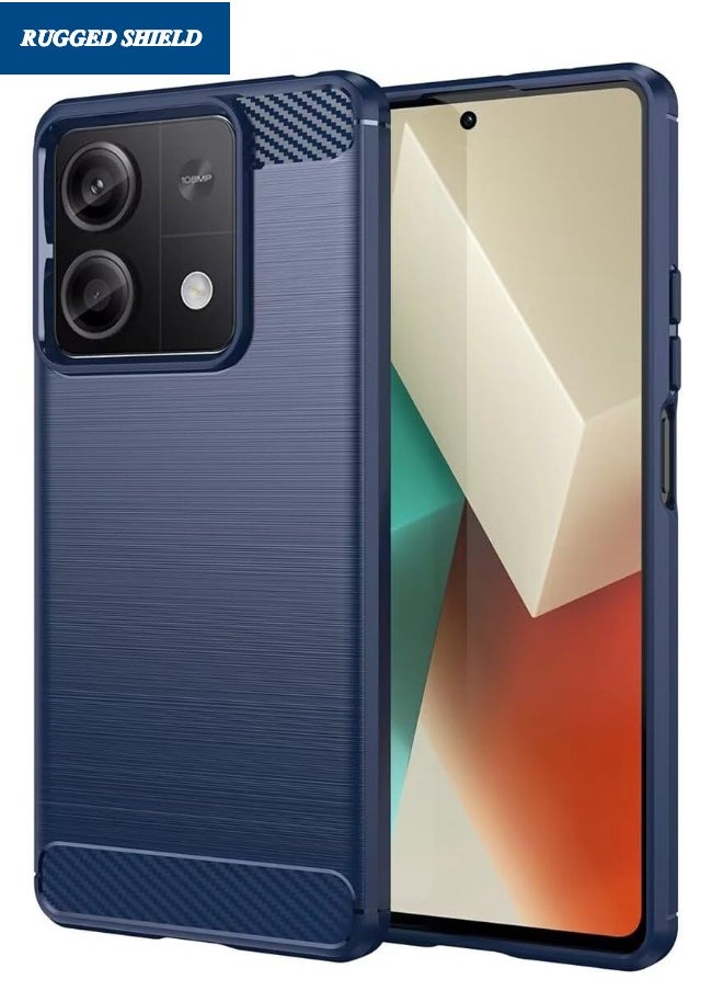 RUGGED SHIELD Redmi Note 13 Cover, Redmi Note 13 5G Case with Brushed Carbon Fiber Texture, Flexible TPU Shockproof Protective Bumper Phone Case, Slim Back Cover for Redmi Note 13 5G, Blue  - Image 1