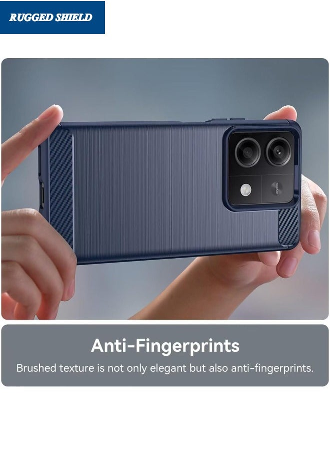 RUGGED SHIELD Redmi Note 13 Cover, Redmi Note 13 5G Case with Brushed Carbon Fiber Texture, Flexible TPU Shockproof Protective Bumper Phone Case, Slim Back Cover for Redmi Note 13 5G, Blue  - Image 3