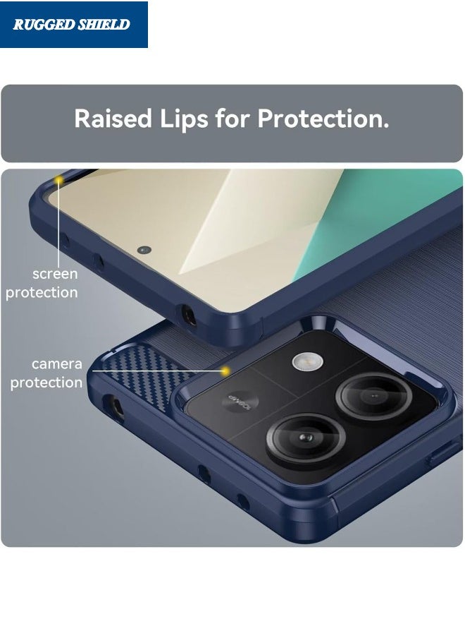 RUGGED SHIELD Redmi Note 13 Cover, Redmi Note 13 5G Case with Brushed Carbon Fiber Texture, Flexible TPU Shockproof Protective Bumper Phone Case, Slim Back Cover for Redmi Note 13 5G, Blue  - Image 4