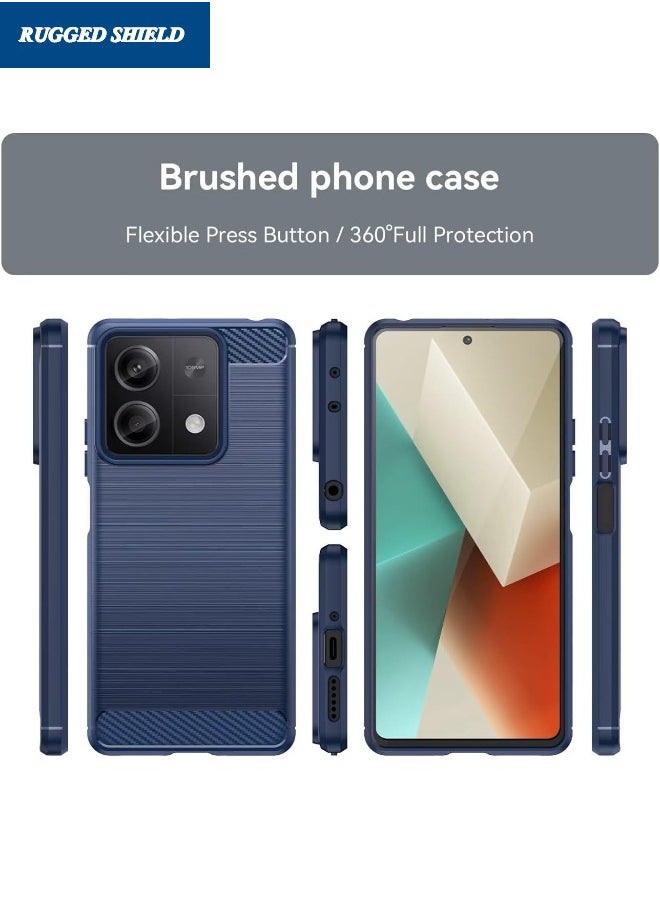 RUGGED SHIELD Redmi Note 13 Cover, Redmi Note 13 5G Case with Brushed Carbon Fiber Texture, Flexible TPU Shockproof Protective Bumper Phone Case, Slim Back Cover for Redmi Note 13 5G, Blue  - Image 2