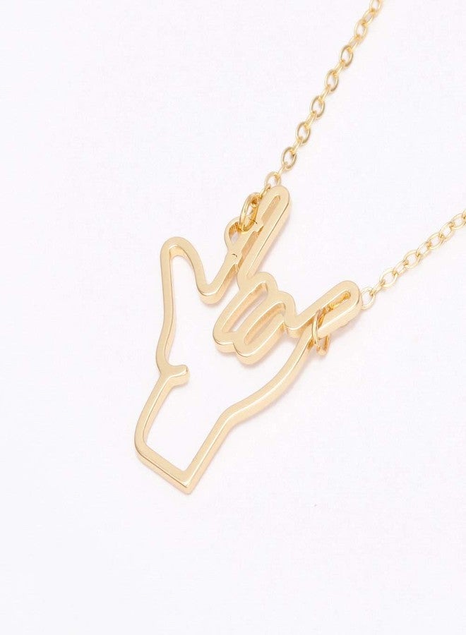 MANZHEN I Love You Sign Symbol Necklace Sign Language Pendant (gold) - Image 2