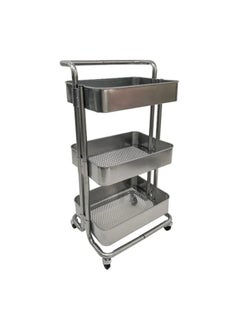 Generic Steel trolley with wheels, 3 multi-purpose floors, Silver color  - Image 1