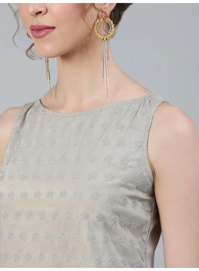 AKS AKS Floral Embroidered Thread Work Sleeveless Kurta With Palazzos