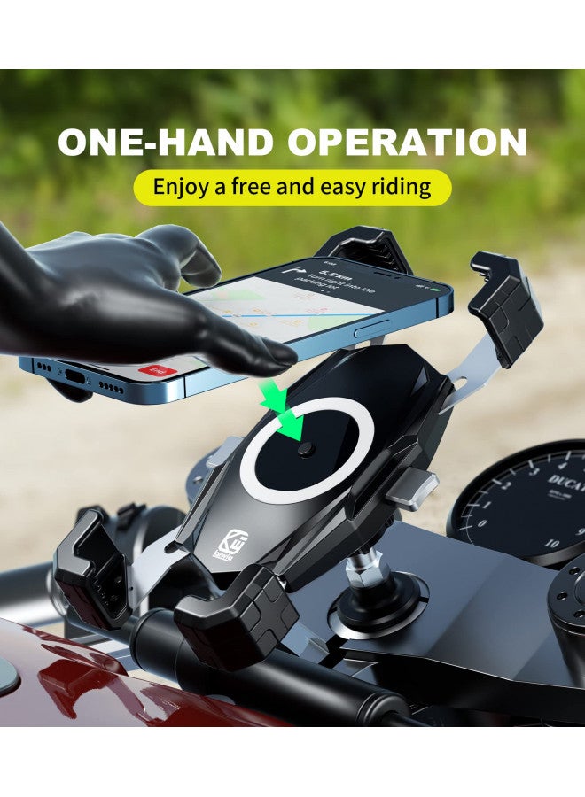 Kewig Motorcycle Fork Stem Phone Mount, Motorcycle Phone Mount, 1S One-Push Automatically Lock & Release, Fits for Fork Stem 12-25.4mm in Diameter, for 4.0-6.9" Cellphones - Image 2