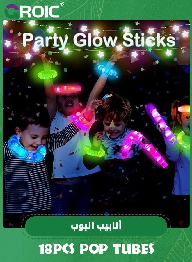 GROIC 18 PCS Light up Party Favors for Kids, LED Pop Tubes Pack, Glow Party Favors Birthday Return Gifts Prizes for Kids,Party Decorations, Party Supplies - Image 2