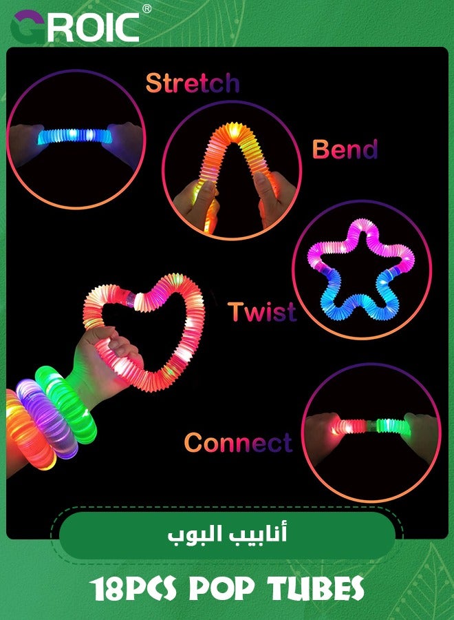GROIC 18 PCS Light up Party Favors for Kids, LED Pop Tubes Pack, Glow Party Favors Birthday Return Gifts Prizes for Kids,Party Decorations, Party Supplies - Image 4