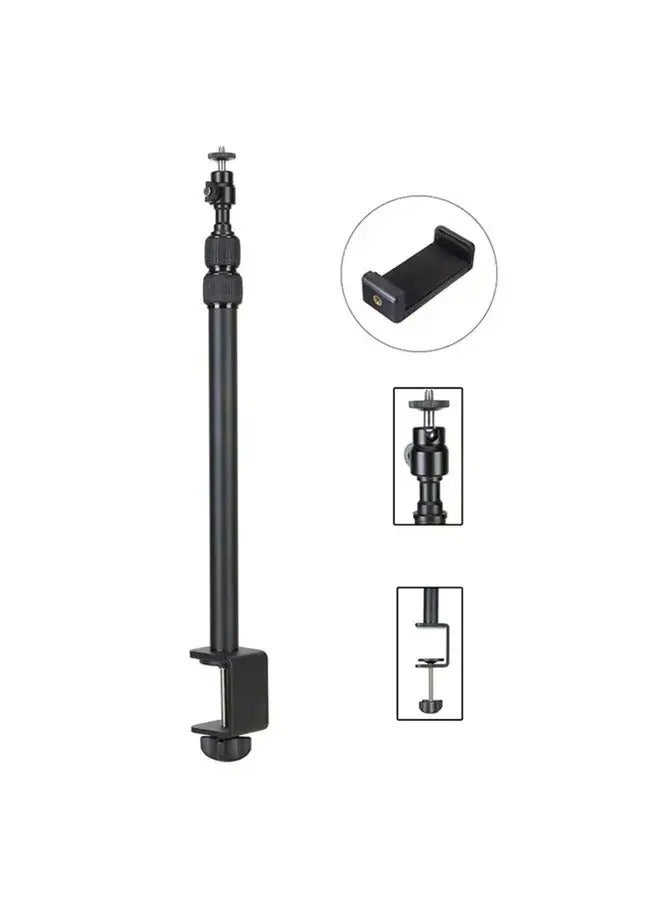 Jmary MT-49 Tabletop Light Stand Clip, 1/4-inch Screw for Cameras, LED Video Light, Ring Light, 3-Section Extendable Stand up to 93.5cm, 360-Degree Swivel Ball Head, Table Clamping Mount up to 5cm - Image 1