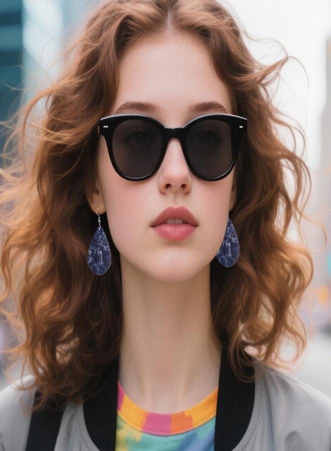 YINCUO Denim Jean Earrings for Women Leather Teardrop Dangle Drop Jewelry Outfits Accessories - Image 4