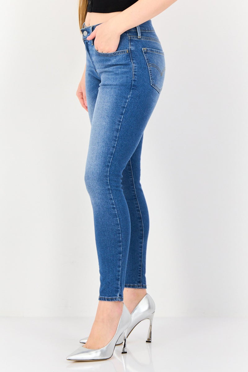 Levi's جينز دنيم مغسول ضيق للنساء، أزرق - Image 2