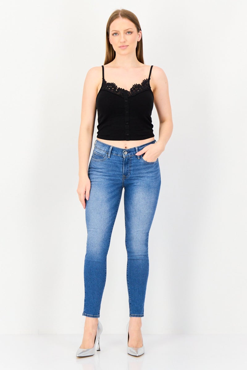 Levi's جينز دنيم مغسول ضيق للنساء، أزرق - Image 4