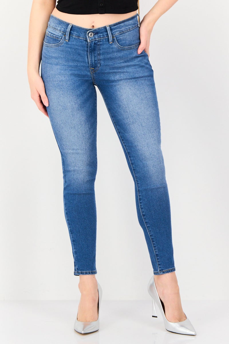 Levi's جينز دنيم مغسول ضيق للنساء، أزرق - Image 1