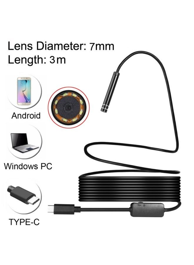 Generic - AN97 USB-C / Type-C Endoscope Waterproof IP67 Tube Inspection Camera with 8 LED & USB Adapter, Length: 3m, Lens Diameter: 7mm - Image 1