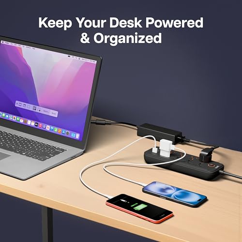 Geonix PowerSpan U8 | Power Strip with 8 Universal Sockets, 2500W Max., 4 USB Ports, 2 C-Type Port, 10 Amps, 3 Mtr Copper Cable, Overload Surge Protection, Durable Abs Body, 250 Volts (Black) - Image 2