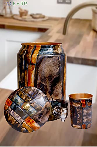 EVRR 5 Litre Hammered Copper Water Dispenser (Matka/Pot) Container Pot with 1 Copper Glass and Stand,Pure Copper and Ayurvedic Health Benefits (5000 ml) - Image 3