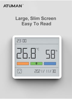 ATuMan TH1Digital Hygrometer Indoor Thermometer with Temperature Monitor With High Accuracy Sensor LCD Display Large Display Date Clock for Kitchen Baby Room Office - pzsku/Z43369B722F87022062C4Z/45/_/1726191734/e4f15846-b15c-498f-bdae-21d4905efe3a