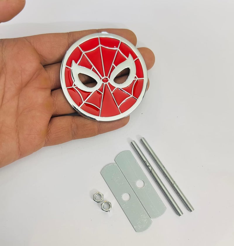 AUTO MT Emblems for Car & Bike Metal Lo.go and Grill Me.tal Lo.go, Auto Accessories for Car Emblem 3D Badge Auto Racing Sport Sticker Grand Tourer Decal. (Chrome RED Spiderman Grill Logo) - Image 3