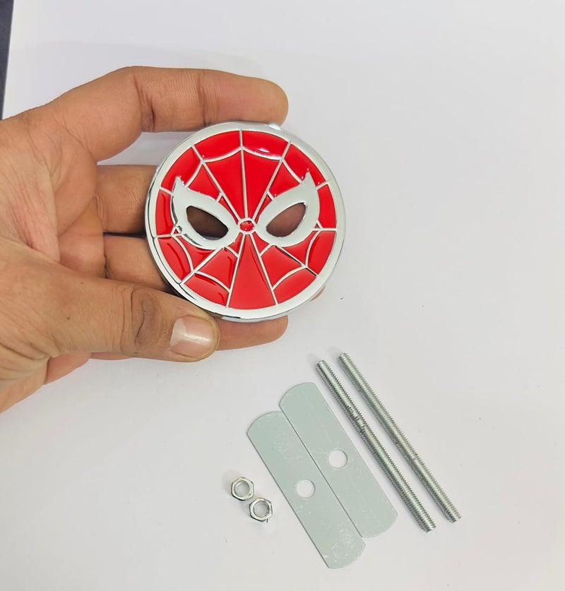 AUTO MT Emblems for Car & Bike Metal Lo.go and Grill Me.tal Lo.go, Auto Accessories for Car Emblem 3D Badge Auto Racing Sport Sticker Grand Tourer Decal. (Chrome RED Spiderman Grill Logo) - Image 1