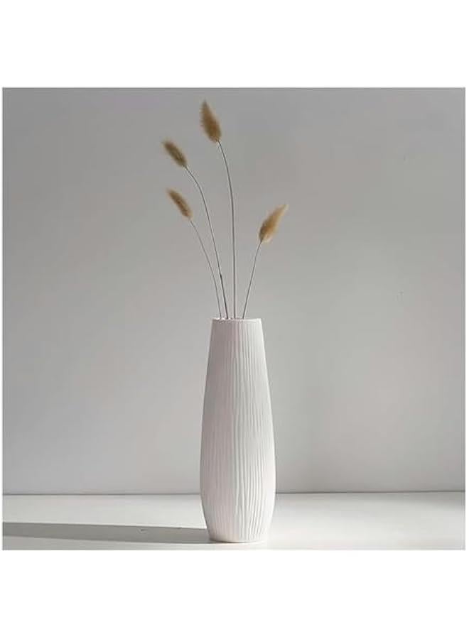 HOOKOR White Ceramic Vase for Home Decor,8.77 inch Vase for Flowers, Modern Art Texture Vase for Decor Centerpieces Entryway Shelf Living Room Table Deco (15-03) - Image 1