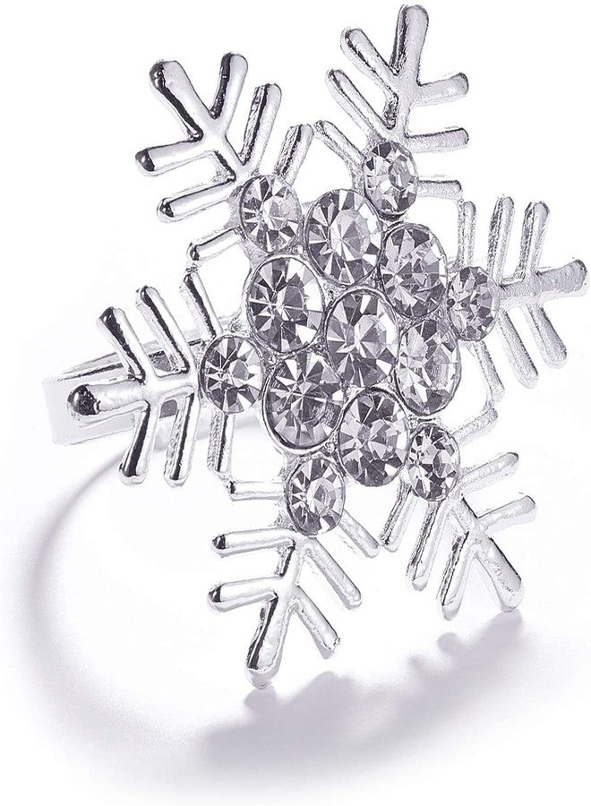 Legigo 6 Pcs Christmas Napkin Rings- Sliver Diamond Snowflake Napkin Holder Rings Dinner Tables Rings for Xmas Winter Holiday Place Setting, Dinner Parties, Weddings, Family Gatherings - Image 1