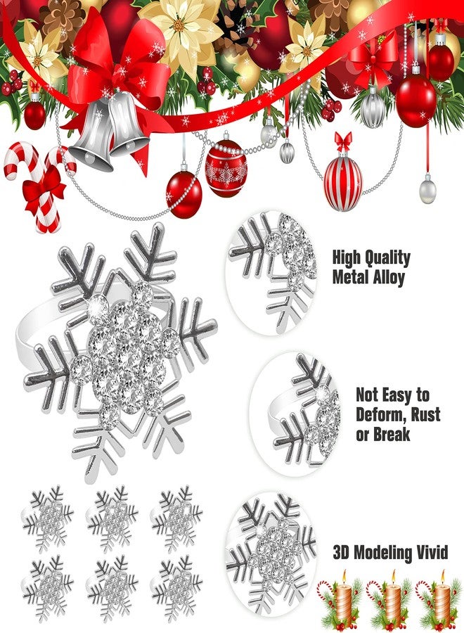 Legigo 6 Pcs Christmas Napkin Rings- Sliver Diamond Snowflake Napkin Holder Rings Dinner Tables Rings for Xmas Winter Holiday Place Setting, Dinner Parties, Weddings, Family Gatherings - Image 3