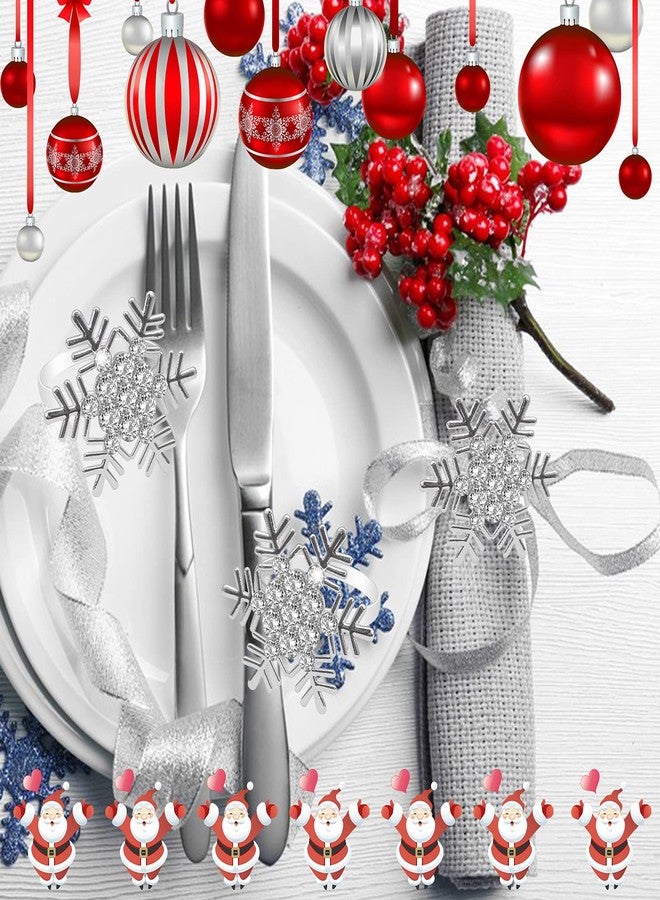 Legigo 6 Pcs Christmas Napkin Rings- Sliver Diamond Snowflake Napkin Holder Rings Dinner Tables Rings for Xmas Winter Holiday Place Setting, Dinner Parties, Weddings, Family Gatherings - Image 4
