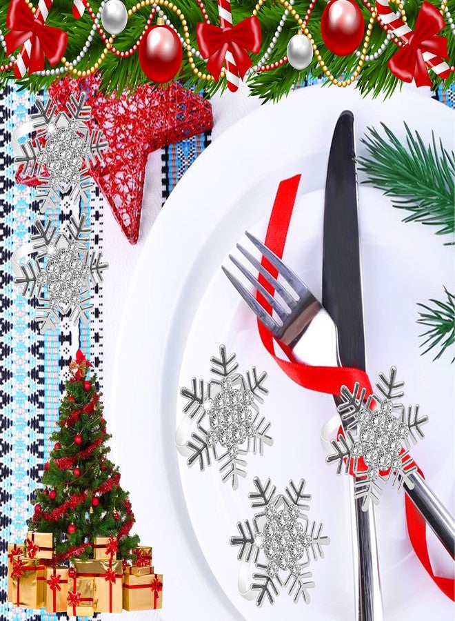Legigo 6 Pcs Christmas Napkin Rings- Sliver Diamond Snowflake Napkin Holder Rings Dinner Tables Rings for Xmas Winter Holiday Place Setting, Dinner Parties, Weddings, Family Gatherings - Image 5