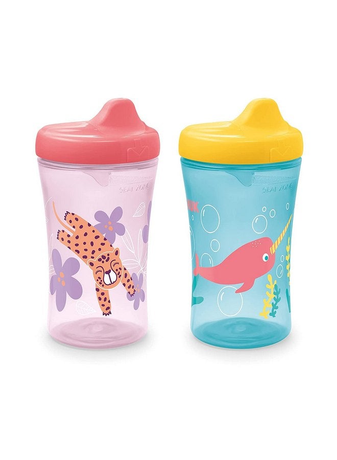 NUK Hide 'n Seek Hard Spout Cup, 10 Ounce, Whales & Tigers, Pink - Image 1