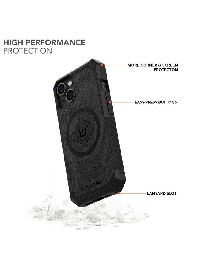 روكفورم روك فورم - جراب iPhone 14، سلسلة Rugged، مغناطيسي مزدوج، غطاء iPhone مع قفل RokLock Twist، معدات حماية Apple Gear، درع مقاوم للسقوط (أسود)  - Image 1
