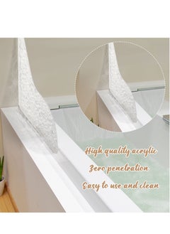 Excefore Acrylic Shower Splash Guards - 2PCS Water Ripple Self-Adhesive Bathtub Corner Splash Guard for Bathtub, Tub Splash Guards to Keep Water in Shower, Transparent Stone Pattern  - Image 2