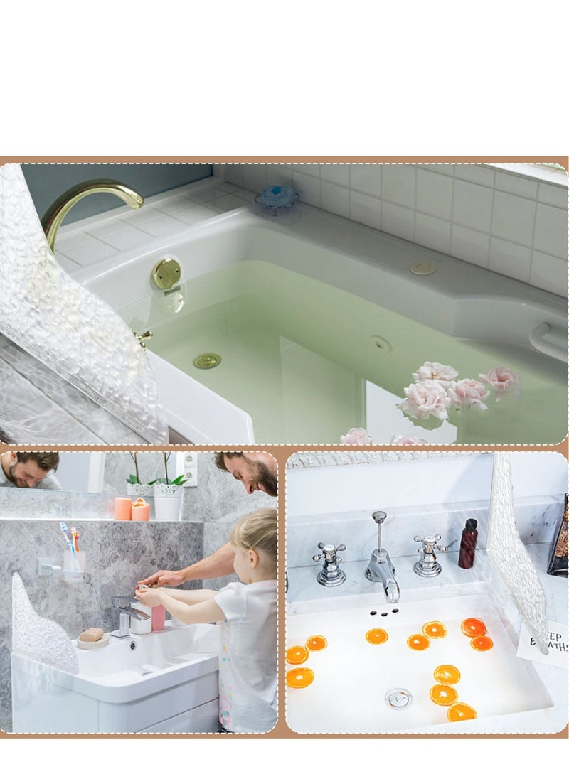 Excefore - Acrylic Shower Splash Guards - 2PCS Water Ripple Self-Adhesive Bathtub Corner Splash Guard for Bathtub, Tub Splash Guards to Keep Water in Shower, Transparent Stone Pattern - Image 1